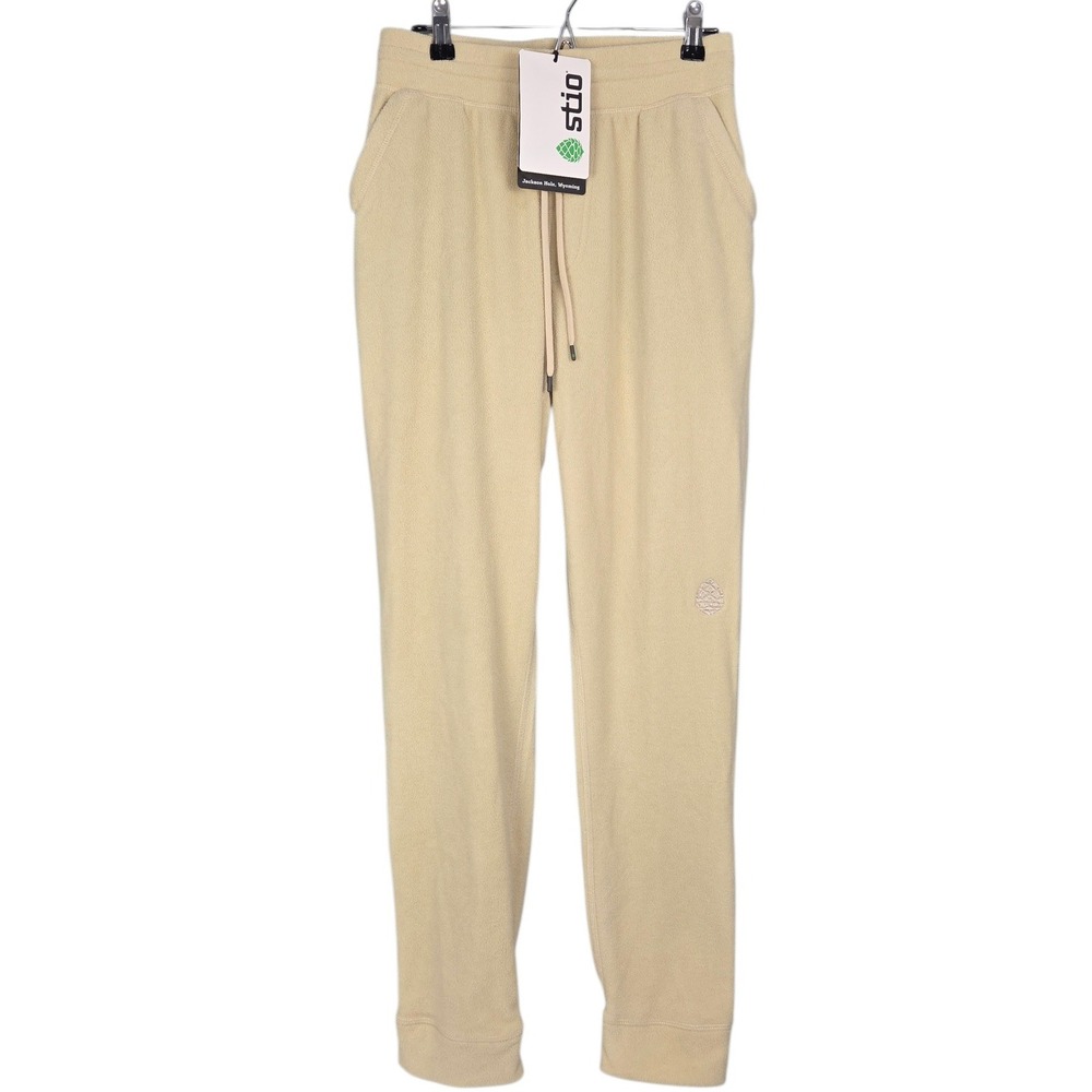 Stio Fleece‎ Jogger Pants Mens Small Beige Cream Turpin Drawstring Lounge NWT